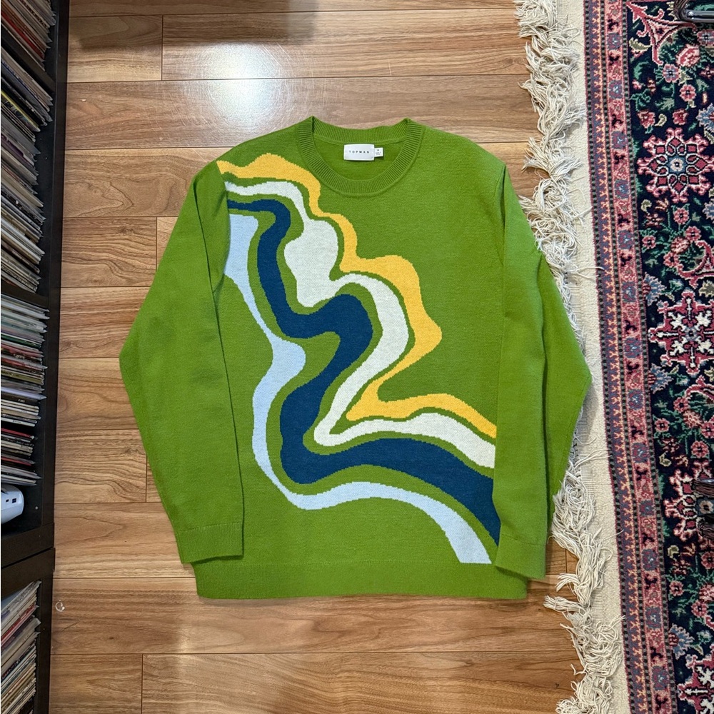 Topman River Jacquard Wool Knit Sweater